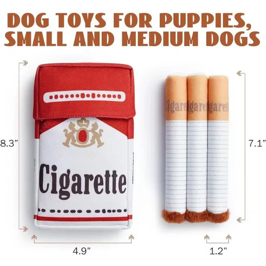 Creative Cigarette Interactive Fun Plush Chewable Cigarette Case Good Gift Grinding Teeth Squeak Dog Accessories for Dogs Toys