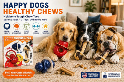 Tough Dog Chew Variety Pack, 3 Count | Long-Lasting Nylon Satisfies Aggressive Chewers, Promotes Dental Health, Reduces Destructive Behavior,Vet-Recommended