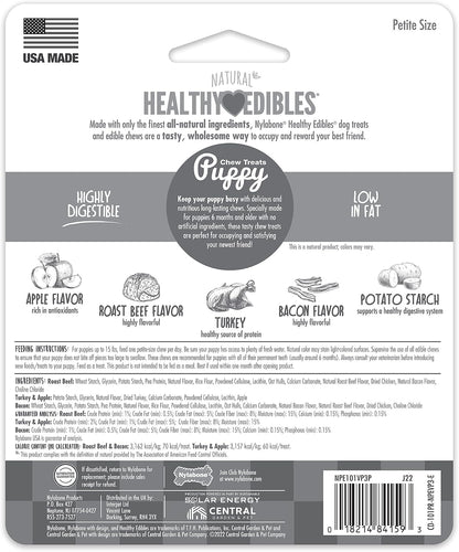 Healthy Edibles Puppy Dog Treats Variety Pack, 3 Count | Roast Beef, Turkey & Apple, Bacon Flavor, Natural Puppy Treats, Made in USA, Highly Digestible, for X-Small Dogs up to 15 Lbs