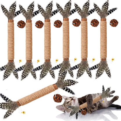 Grembeb Cat Silvervine Toys 7Pcs Kitty Feather Catnip Treat Kitten Snack for Indoor Cats Chew Stick for Self Play