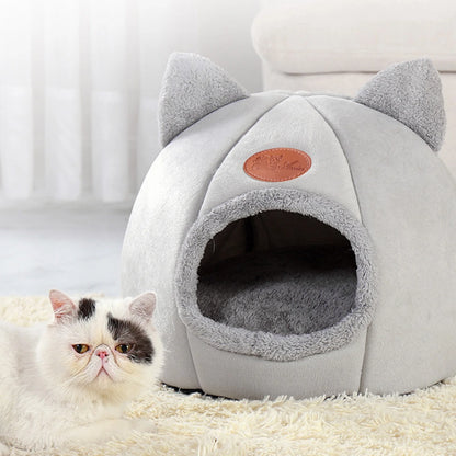 Warm Pet Cave Indoor Cat House Soft Cat Tent Bed Cute Cat Cubby Cozy Dog House Bed Pet Supplies Black of Friday
