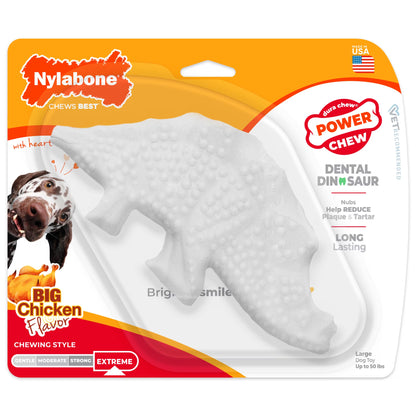 Power Chew Dental Dinosaur Dog Toy, Dog Chew Toy, Chicken Flavor, Large, 1 Count