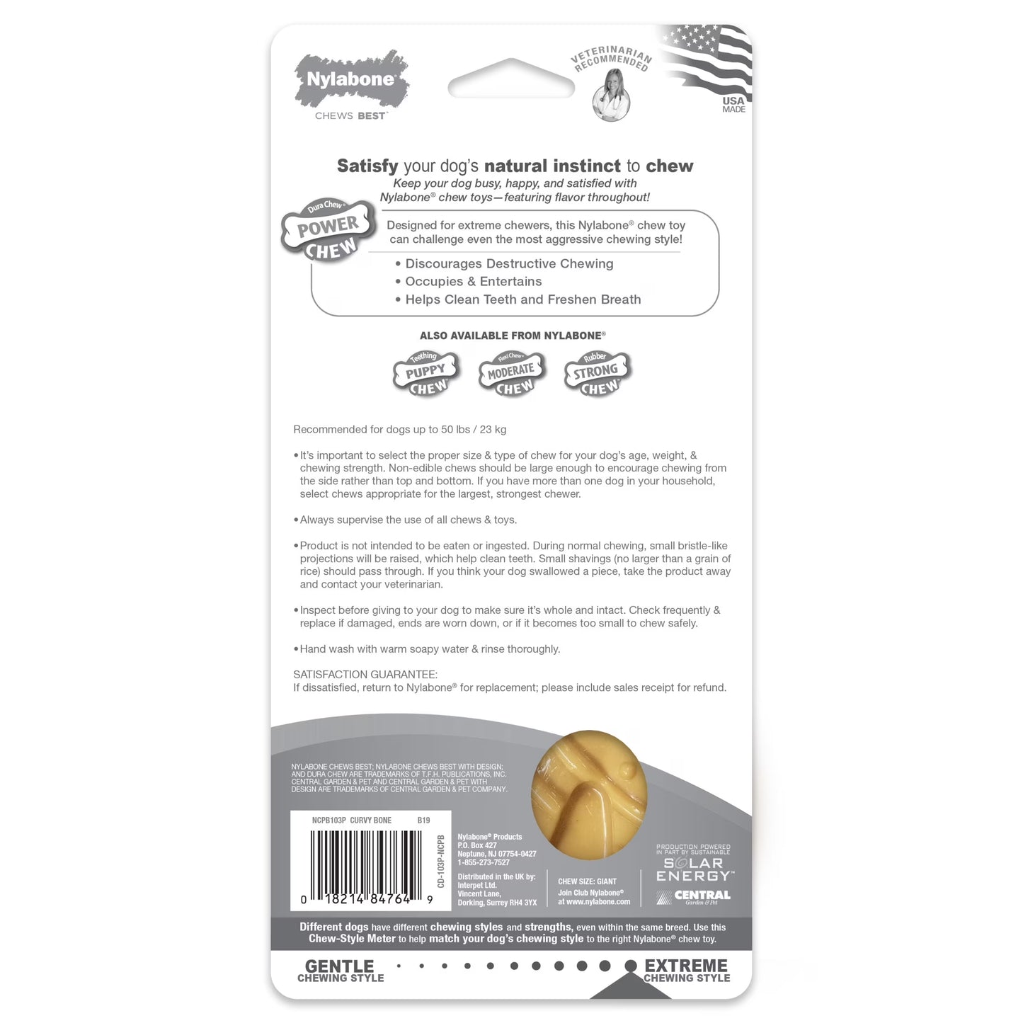 Power Chew Curvy Dental Bone Dog Chew Toy Peanut Butter Large (1 Count)