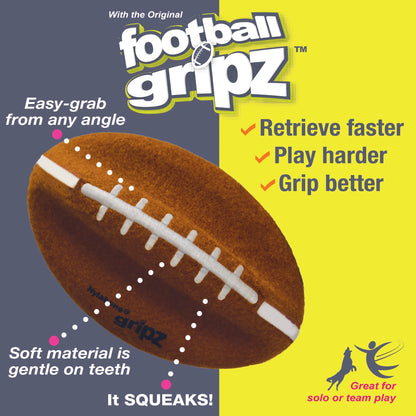 Power Play Dog Football Gripz, Dog Play Toy, Medium
