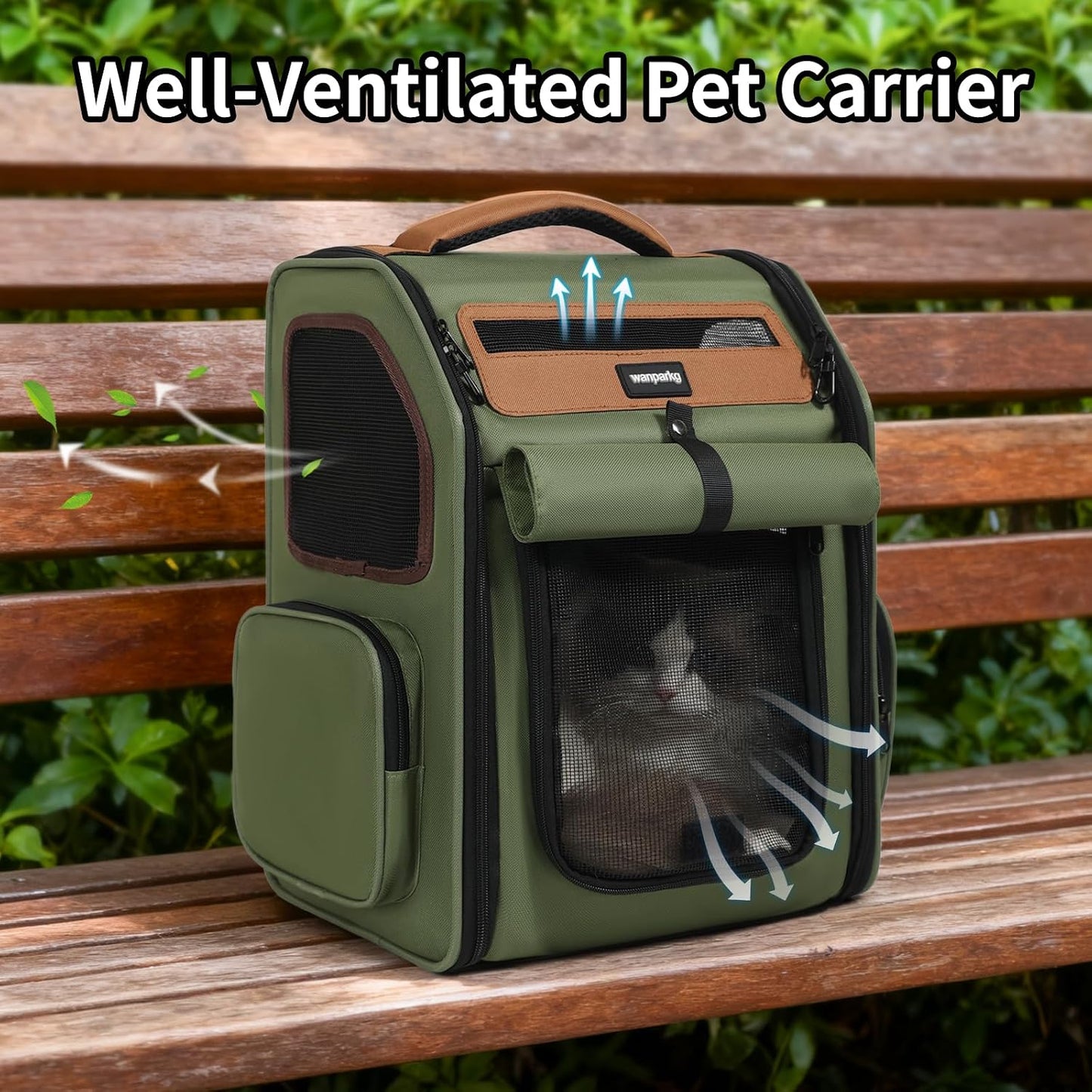 Cat Backpack Carrier, Super Breathable Cat Backpacks, Lightweight Cat Travel Backpack, Cat Carrying Backpack Suitable for Small Dogs Backpack Carrier (Green)