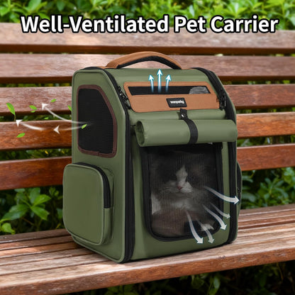 Cat Backpack Carrier, Super Breathable Cat Backpacks, Lightweight Cat Travel Backpack, Cat Carrying Backpack Suitable for Small Dogs Backpack Carrier (Green)