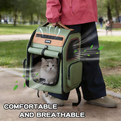 Cat Backpack Carrier, Super Breathable Cat Backpacks, Lightweight Cat Travel Backpack, Cat Carrying Backpack Suitable for Small Dogs Backpack Carrier (Green)