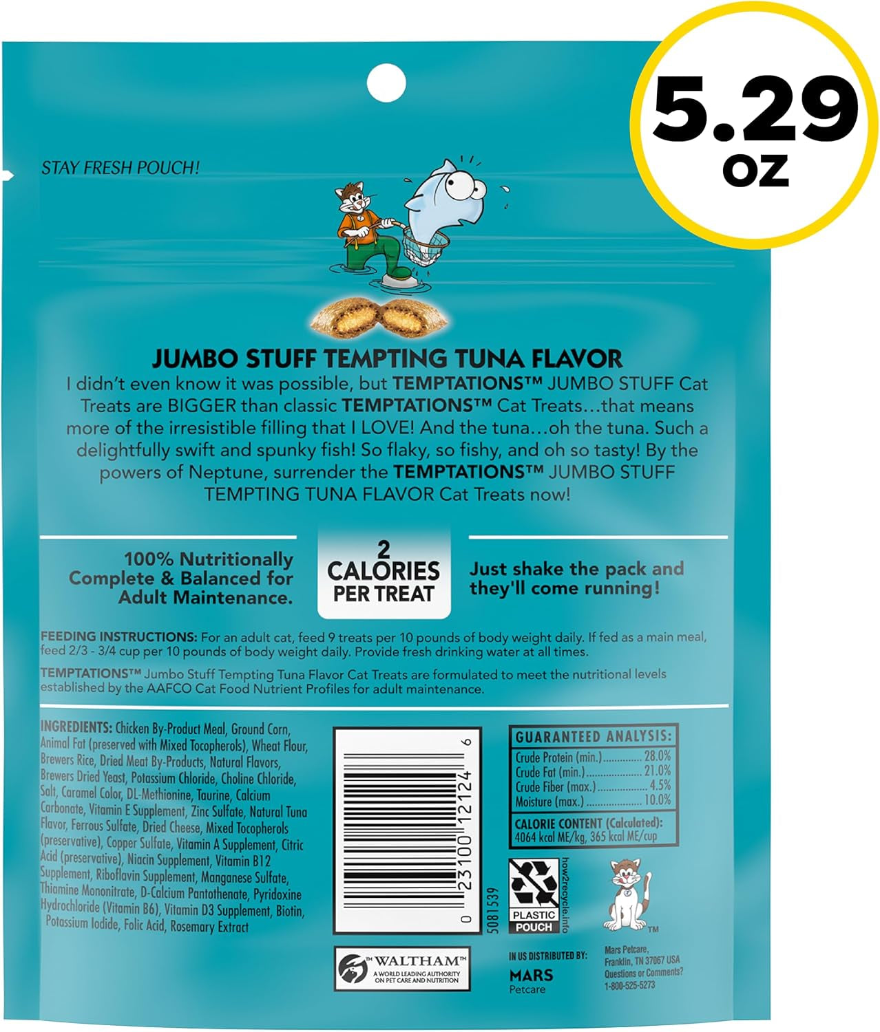 Jumbo Stuff Crunchy & Soft Cat Treats, Tuna, 5.3 Oz, 10 Pack | Crunchy Outside, Soft Inside, under 2 Calories per Treat, Resealable Stay-Fresh Tub, 100% Complete & Balanced