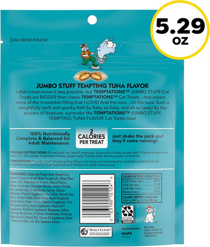 Jumbo Stuff Crunchy & Soft Cat Treats, Tuna, 5.3 Oz, 10 Pack | Crunchy Outside, Soft Inside, under 2 Calories per Treat, Resealable Stay-Fresh Tub, 100% Complete & Balanced