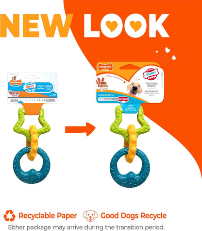 Puppy Power Chew Teething Rings Dog Chew Toy, Bacon Flavor, Small | for Powerful Chewing Styles, Durable Puppy Toys to Keep Them Busy, Puppy Enrichment, for Dogs up to 25 Lbs