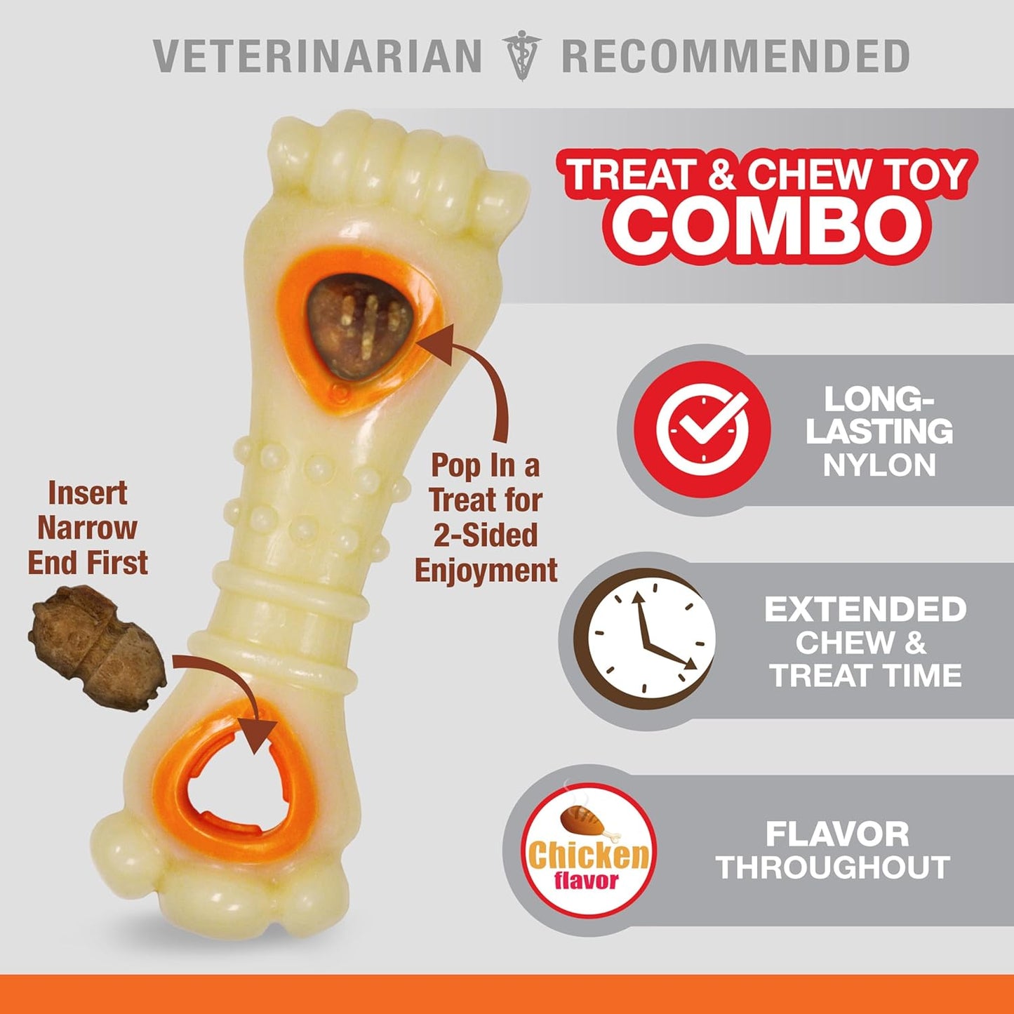Power Chew Knuckle Bone & Pop-In Dog Treat Toy, Large | Chicken Flavor, Includes 6 Natural Treats, Dog Enrichment, Interactive Dog Toys to Keep Them Busy, for Dogs up to 50 Lbs
