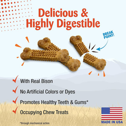 Nubz Wild Natural Dog Treats, Bison Flavor, Small, 4 Count | Long Lasting Dog Chews, Made in USA, Limited Ingredients, Highly Digestible, Dog Dental Treats for Small Dogs up to 30 Lbs