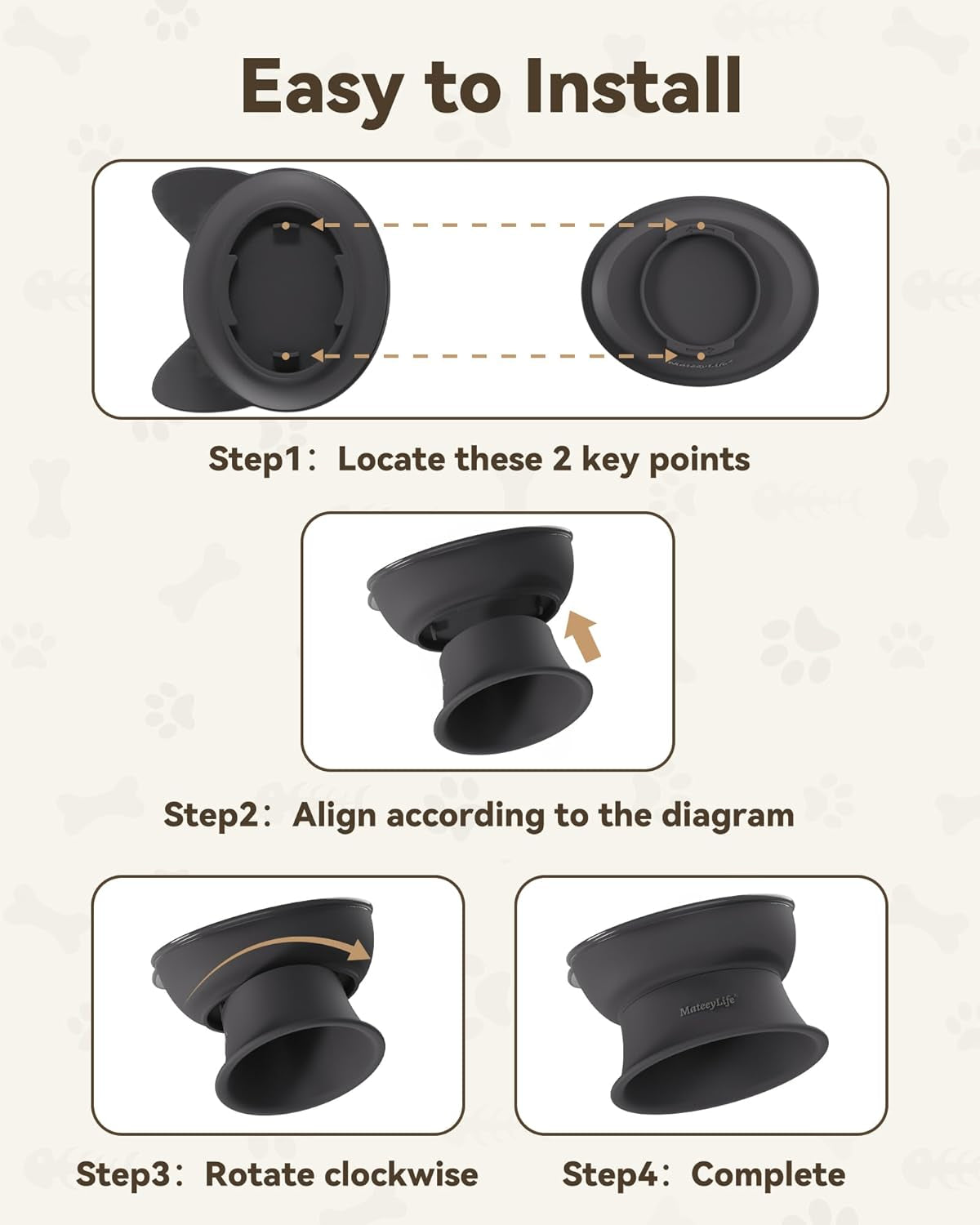 2 Pack Elevated Cat Food Bowls for Indoor Cats & Kittens | Raised Food and Water Bowl Set, Whisker Friendly & anti Vomit Feeding Pet Bowls, 6 Oz Each, Dishwasher Safe - White & Grey