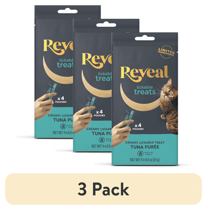 (3 Pack)  Pet Food Natural Cat Treats Tuna Lickable Puree 4 X 0.5Oz