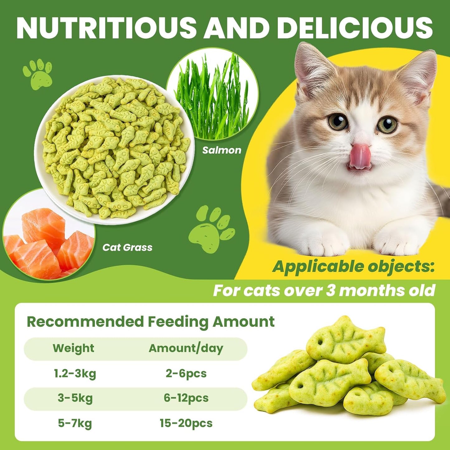 Cat Grass Sticks, 60 G Cat Grass Teething Stick and 50 G Cats Treats, Natural Dental Chews for Teeth Cleaning & Hairball Relief Teething Sticks for Indoor Cats Grain-Free