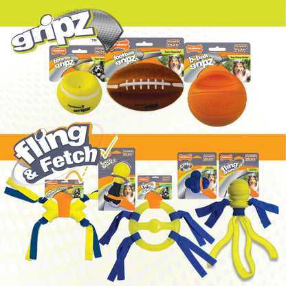Power Play Dog Football Gripz, Dog Play Toy, Medium
