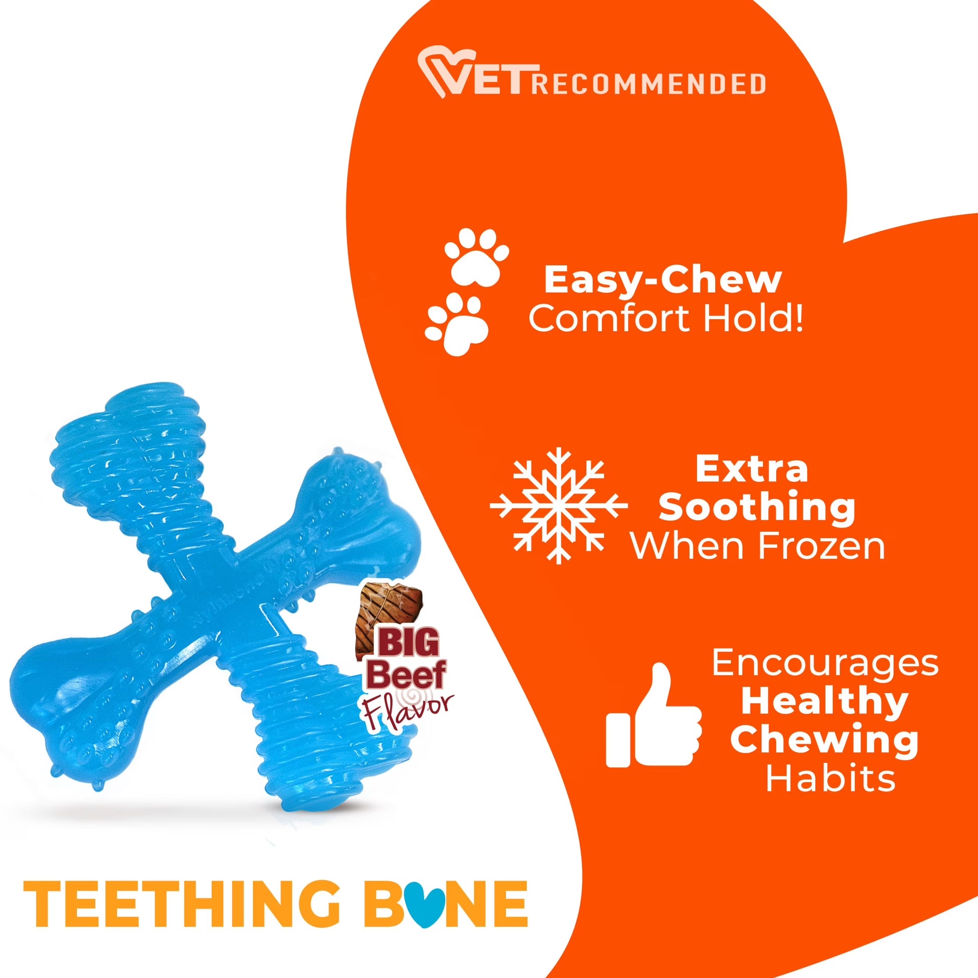 Puppy Chew Comfort Hold X Bone Dog Chew Toy Beef X-Small (1 Count)