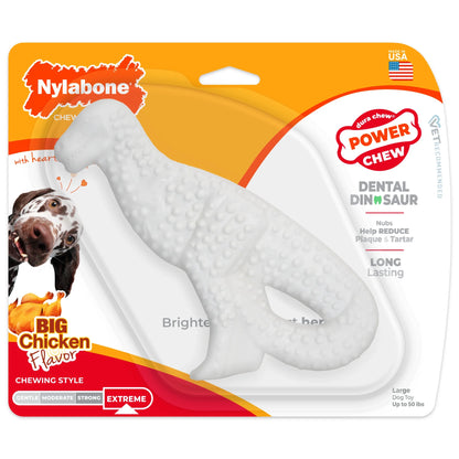 Power Chew Dental Dinosaur Dog Toy, Dog Chew Toy, Chicken Flavor, Large, 1 Count