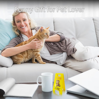 Cat Vomit Caution Sign 3Pcs Funny Mini Cat Warning Overstimulated Desk Sign | Cat Mom Dad Perfect Gag Gift for Women Men Pet Owners Best Friends Humor Enthusiasts Cat Themed Home Office Decorations