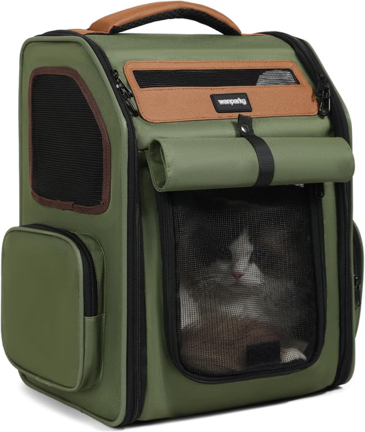 Cat Backpack Carrier, Super Breathable Cat Backpacks, Lightweight Cat Travel Backpack, Cat Carrying Backpack Suitable for Small Dogs Backpack Carrier (Green)