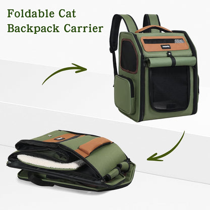 Cat Backpack Carrier, Super Breathable Cat Backpacks, Lightweight Cat Travel Backpack, Cat Carrying Backpack Suitable for Small Dogs Backpack Carrier (Green)