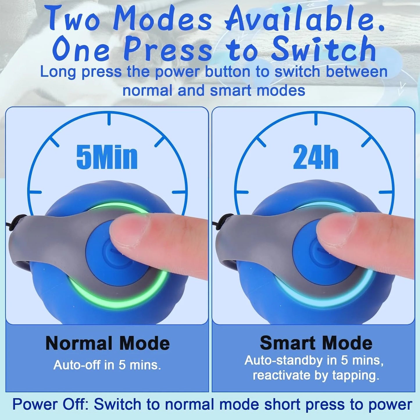 OEIKPFN Cat Toys for Indoor Cat Toy Smart Interactive Cat Toy Ball Rechargeable Two Speed Adjustment for Bored Indoor, Blue
