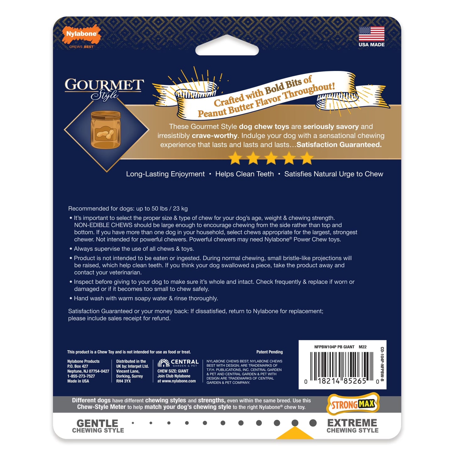 Strong Chew Gourmet Style Wishbone Dog Toy, Dog Chew Toy, Peanut Butter Flavor, Large, 1 Count