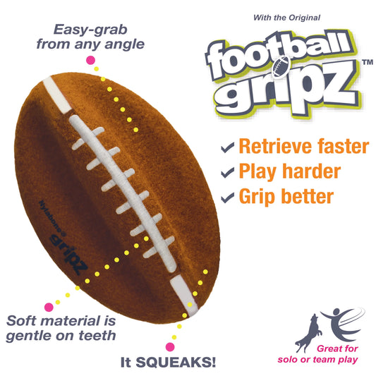 Power Play Dog Football Gripz, Dog Play Toy, Medium