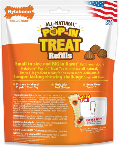 Pop-In Treat Toy Chicken Dog Treat Refills, 30 Count | Made with Real Chicken, Fits Any  Pop-In Treat Toy, All-Natural Dog Treats, Highly Digestible, Limited Ingredients