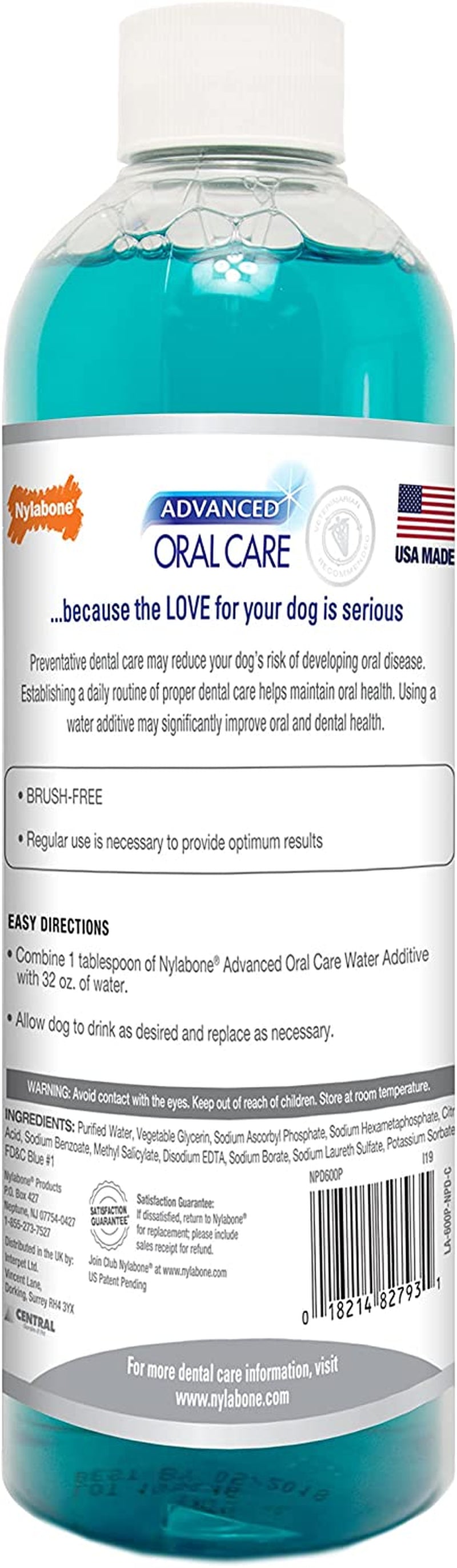 Advanced Oral Care Pet Dental Water Additive, Liquid Tartar Remover & Breath Freshener for Dogs, Dog Teeth-Cleaning, Original Flavor, 16 Oz.