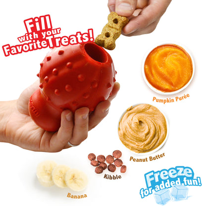 Strong Chew Rubber Stuffable Cone Dog Treat, Dog Toys, Bacon Flavor, Red, Medium