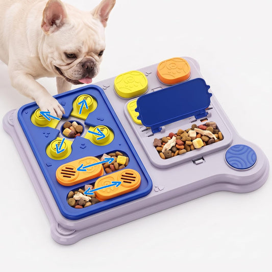 Dog Puzzle Toy Enrichment Toys, Interactive Dog Toys for IQ Training & Mental Stimulation, ABS Easy Clean Detachable Tray Non-Slip Base, Treat Slow Feeder for Smart Dogs, Blue
