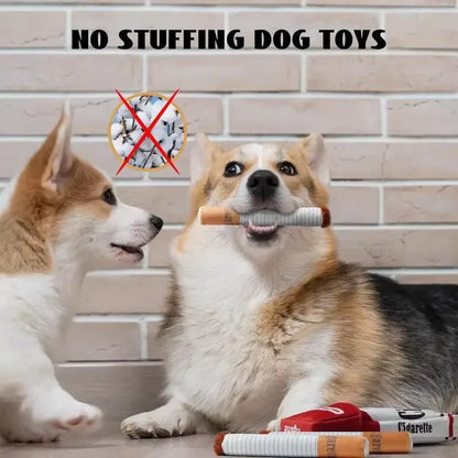 Creative Cigarette Interactive Fun Plush Chewable Cigarette Case Good Gift Grinding Teeth Squeak Dog Accessories for Dogs Toys