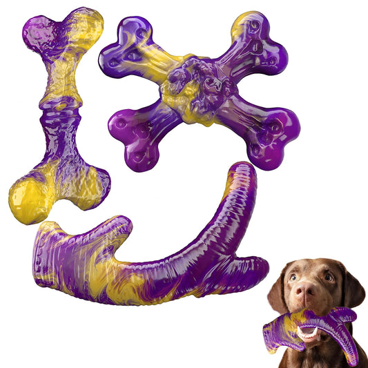 Tough Dog Toys for Aggressive Chewers 3 Pack, Indestructible Dog Toy for Large Dogs, Bacon Flavored, Keeps Dogs Busy