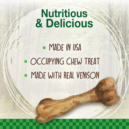 Healthy Edibles Wild Dog Treats, Venison Flavor, Large | Natural Dog Chew Bones, Made in USA, Highly Digestible Dog Chews, Long Lasting Chews for Large Dogs up to 50 Lbs