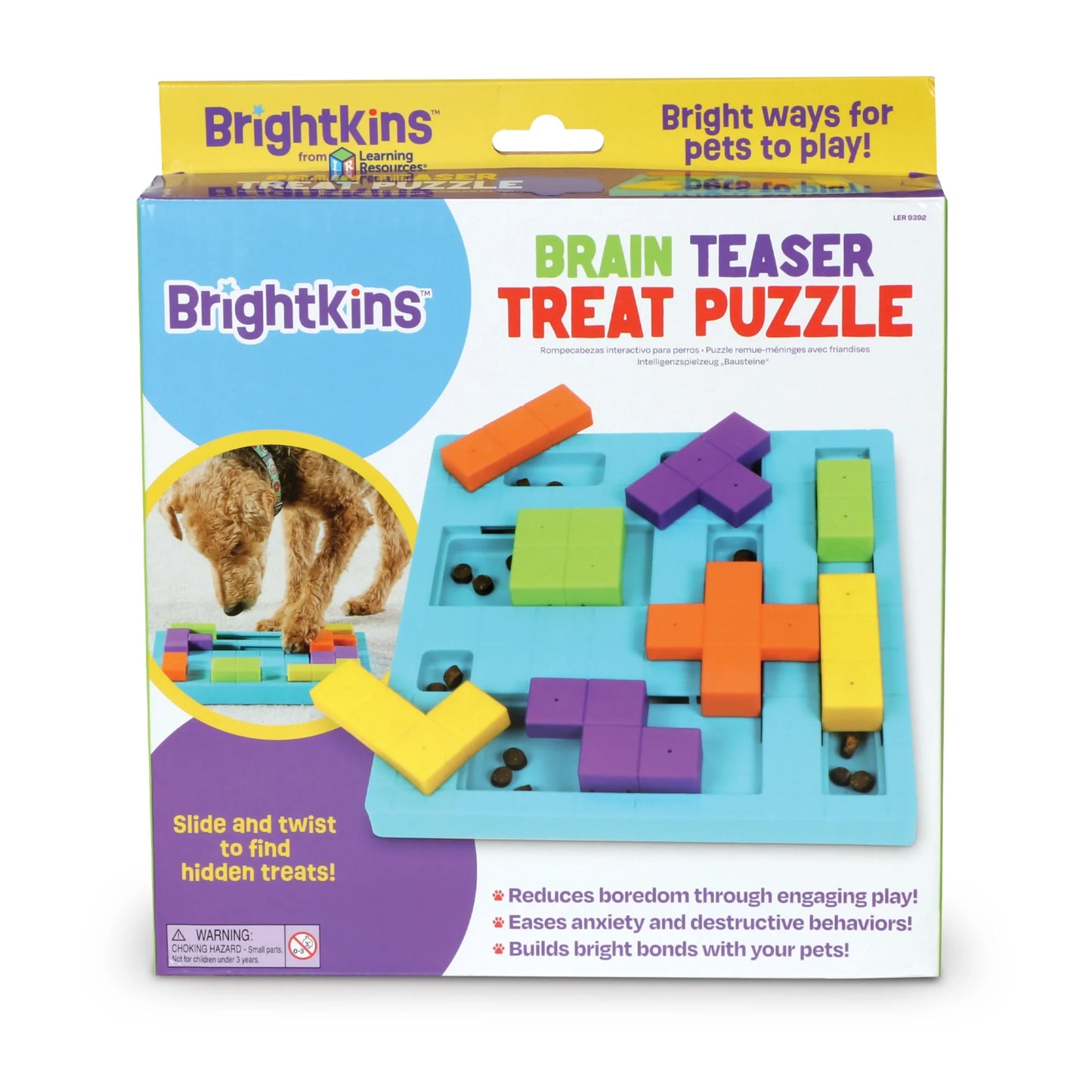 Brightkins Brain Teaser Dog Toy Treat Puzzle Including Guide for Puppy Birthdays, Multi-Color Jigsaw