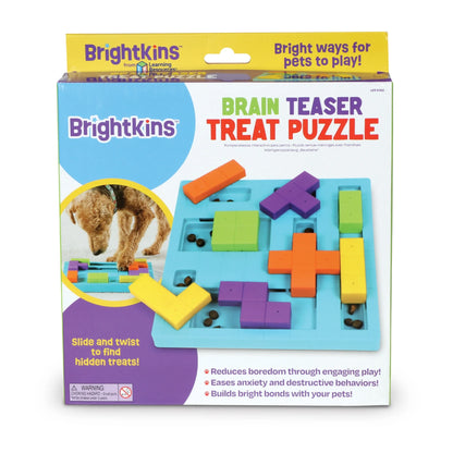 Brightkins Brain Teaser Dog Toy Treat Puzzle Including Guide for Puppy Birthdays, Multi-Color Jigsaw