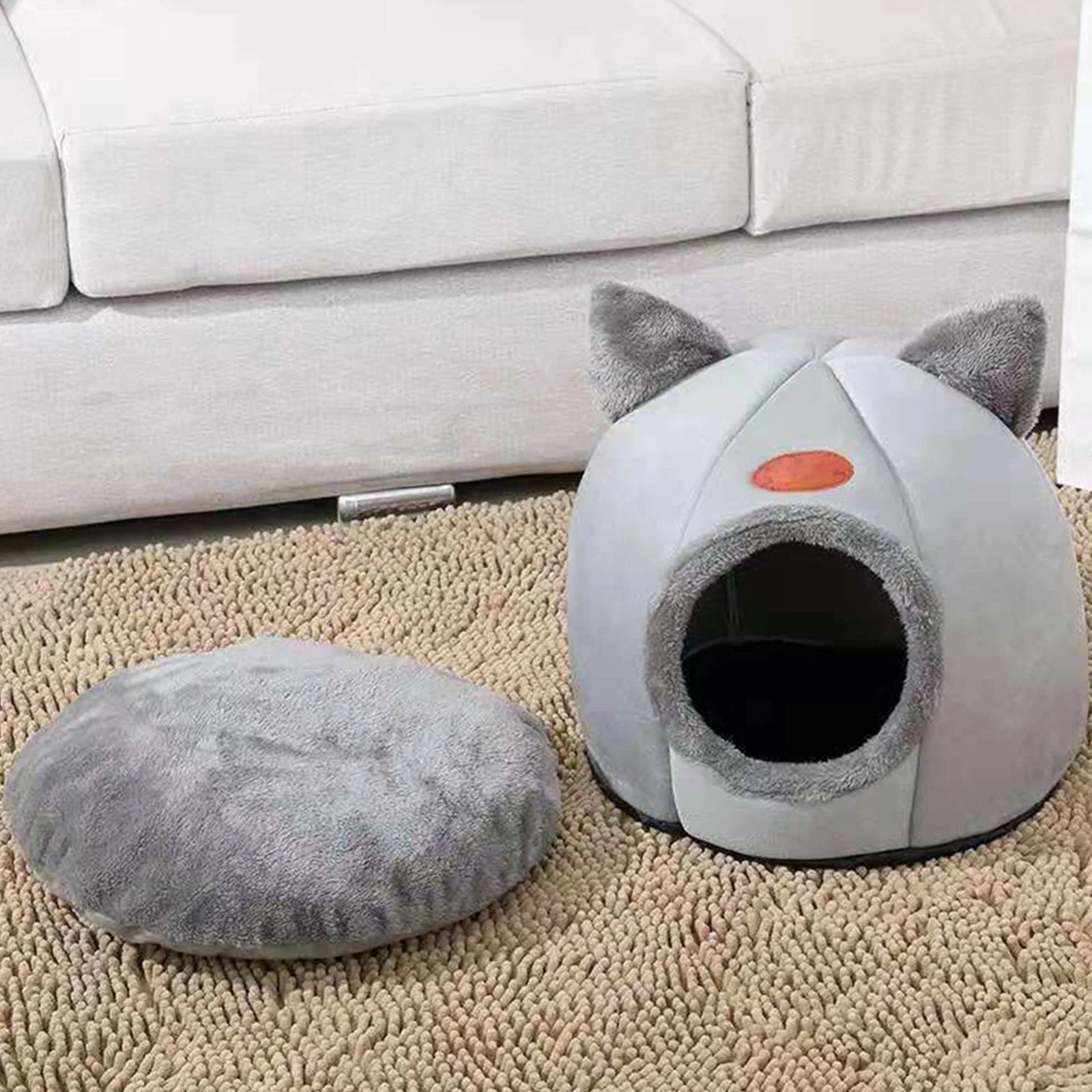 Warm Pet Cave Indoor Cat House Soft Cat Tent Bed Cute Cat Cubby Cozy Dog House Bed Pet Supplies Black of Friday