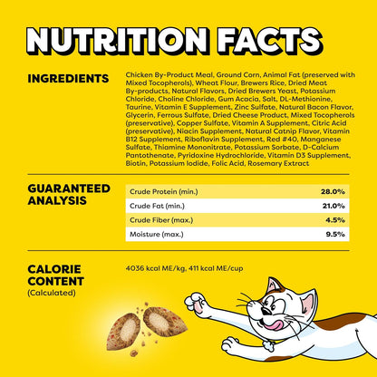 Wacky Blasts Cat Treats, Cluckin' Bacon Flavor, 3 Oz, 12 Pack | Chicken, Bacon & Catnip Flavor Bits, Crunchy Outside, Soft Inside, under 2 Cal, 100% Complete & Balanced, Resealable Pouch