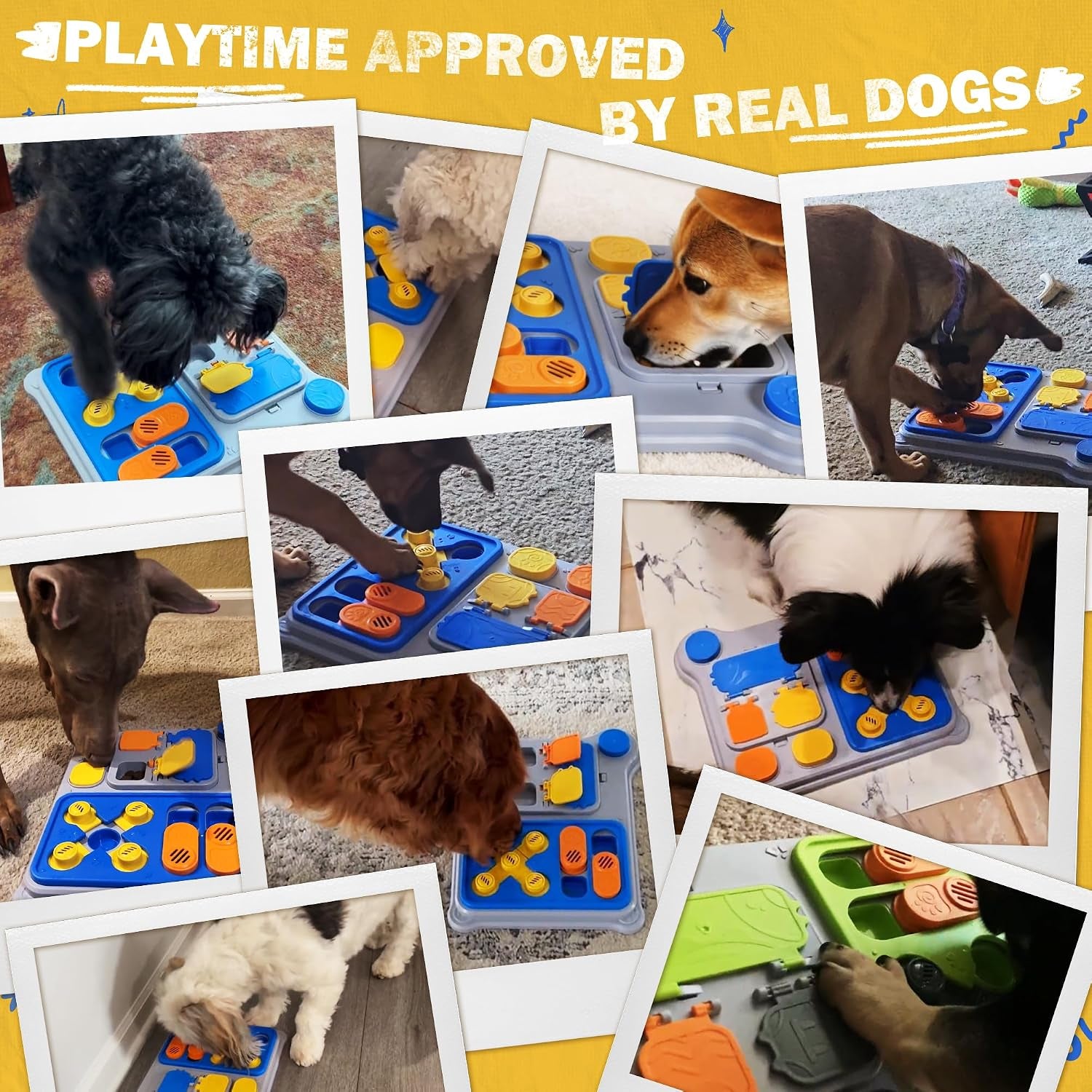 Dog Puzzle Toy Enrichment Toys, Interactive Dog Toys for IQ Training & Mental Stimulation, ABS Easy Clean Detachable Tray Non-Slip Base, Treat Slow Feeder for Smart Dogs, Blue