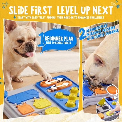 Dog Puzzle Toy Enrichment Toys, Interactive Dog Toys for IQ Training & Mental Stimulation, ABS Easy Clean Detachable Tray Non-Slip Base, Treat Slow Feeder for Smart Dogs, Blue
