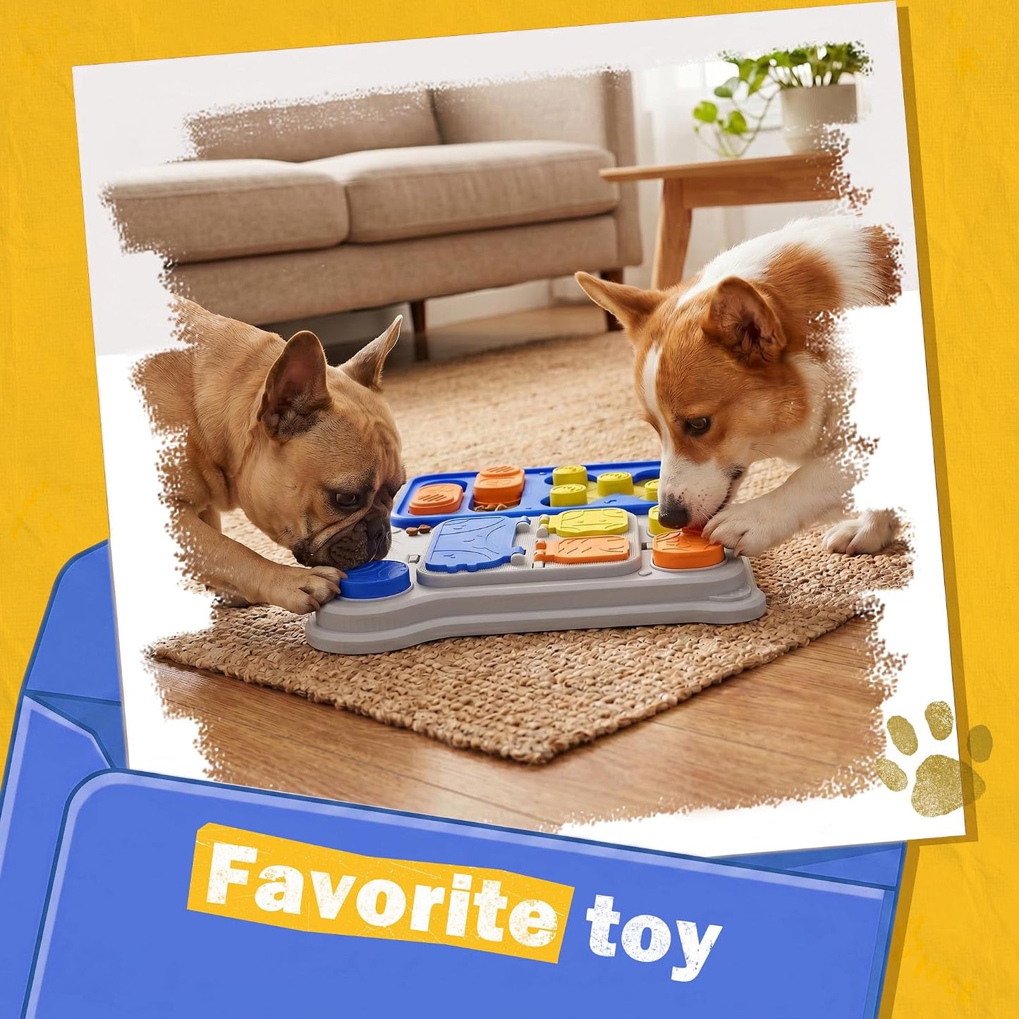 Dog Puzzle Toy Enrichment Toys, Interactive Dog Toys for IQ Training & Mental Stimulation, ABS Easy Clean Detachable Tray Non-Slip Base, Treat Slow Feeder for Smart Dogs, Blue