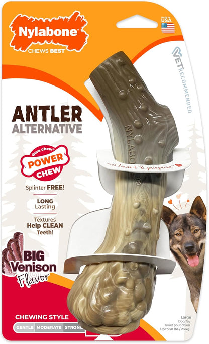 Power Chew Antler Alternative Nylon Chew Toy for Dogs, Dog Toys for Aggressive Chewers, Venison Flavor, Large/Giant (1 Count) | Splinter-Free, Durable Dog Toys for Aggressive Chewers, Long Lasting, Discourages Destructive Chewing, for Dogs up to 50 Lbs