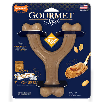 Strong Chew Gourmet Style Wishbone Dog Toy, Dog Chew Toy, Peanut Butter Flavor, Large, 1 Count