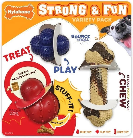 Tough Dog Chew Variety Pack, 3 Count | Long-Lasting Nylon Satisfies Aggressive Chewers, Promotes Dental Health, Reduces Destructive Behavior,Vet-Recommended