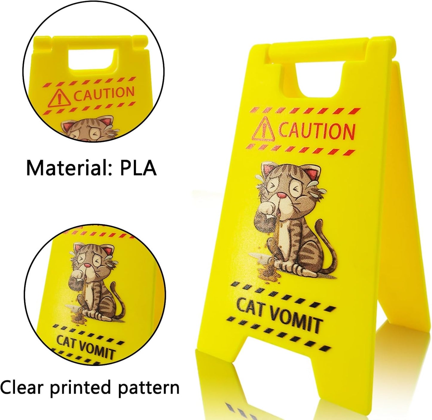 Cat Vomit Caution Sign 3Pcs Funny Mini Cat Warning Overstimulated Desk Sign | Cat Mom Dad Perfect Gag Gift for Women Men Pet Owners Best Friends Humor Enthusiasts Cat Themed Home Office Decorations