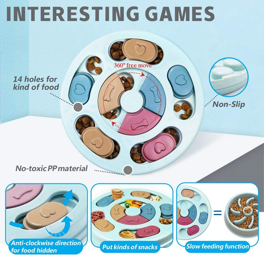 Interactive Dog Puzzle Game Toys, Dog Enrichment Toys for Puppy Mentally Stimulating Treat Dispenser Dog Treat Puzzle Feeder for Small,Medium and & Large Dogs Treat Training (Blue)