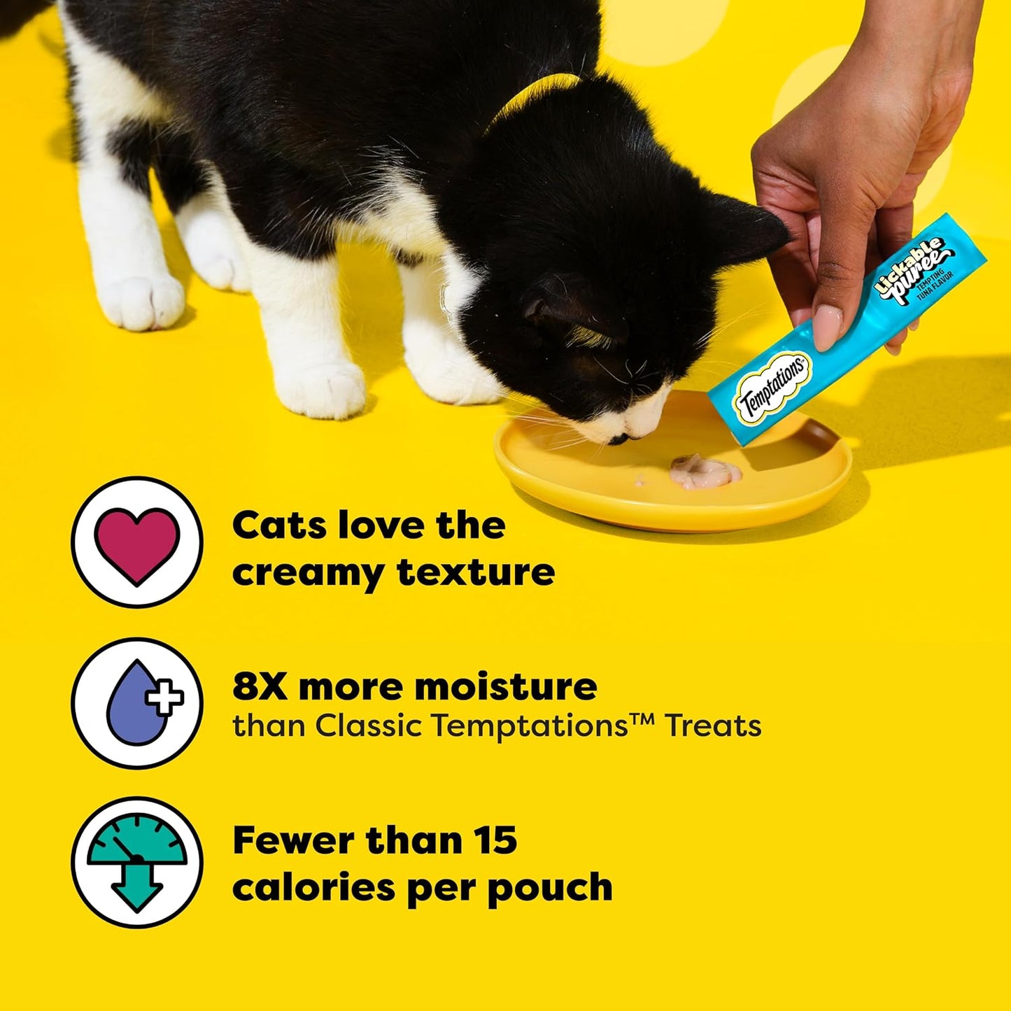 Creamy Puree Lickable Cat Treats, Tuna, 4 Count, 11 Pack | under 15 Calories per Tube, Great for Senior Cats, No Chewing Required, No Added Sugar, Wet Squeezable Treat, 0.42 Oz. Tubes