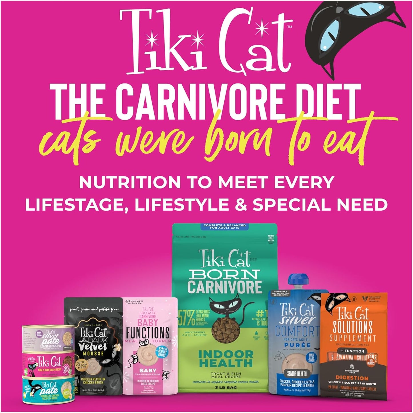 Tiki Cat Seafood Selects Variety Pack, High Protein with Real Flaked Fish, Wet Cat Food Mega Pack for Adult Cats, 2.8Oz. Can (24 Count)