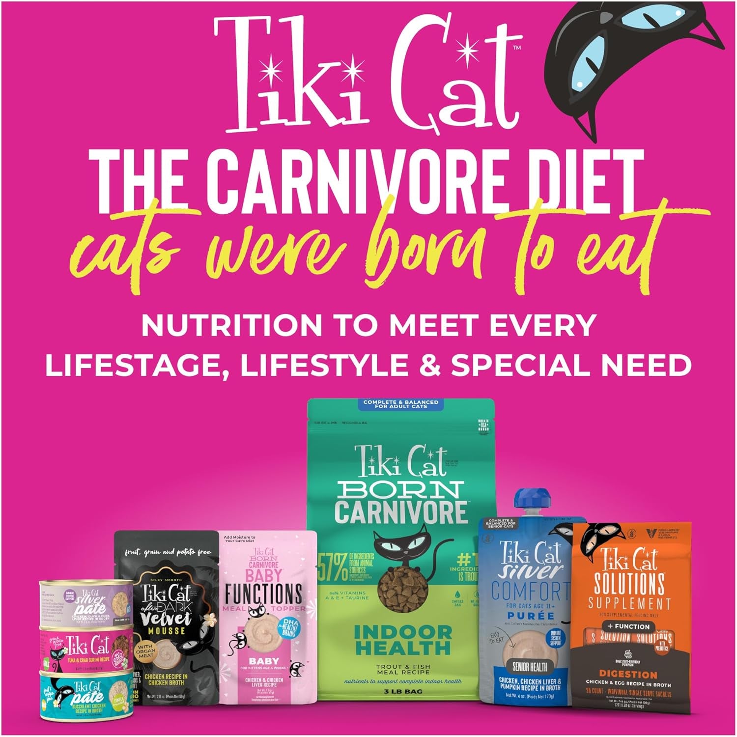Tiki Cat Seafood Selects Variety Pack, High Protein with Real Flaked Fish, Wet Cat Food Mega Pack for Adult Cats, 2.8Oz. Can (24 Count)